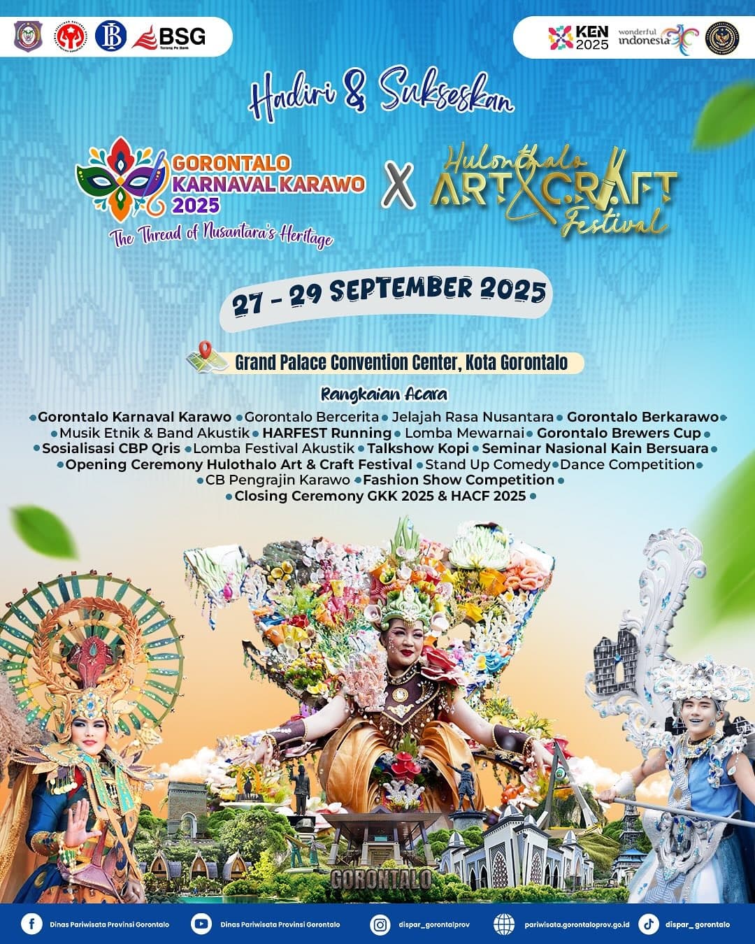 Gorontalo Karnaval Karawo 2025 Digelar Akhir Pekan Ini, Ada Festival Kuliner hingga Milenial Musik Kreatif, Simak Rangkaian Acaranya!