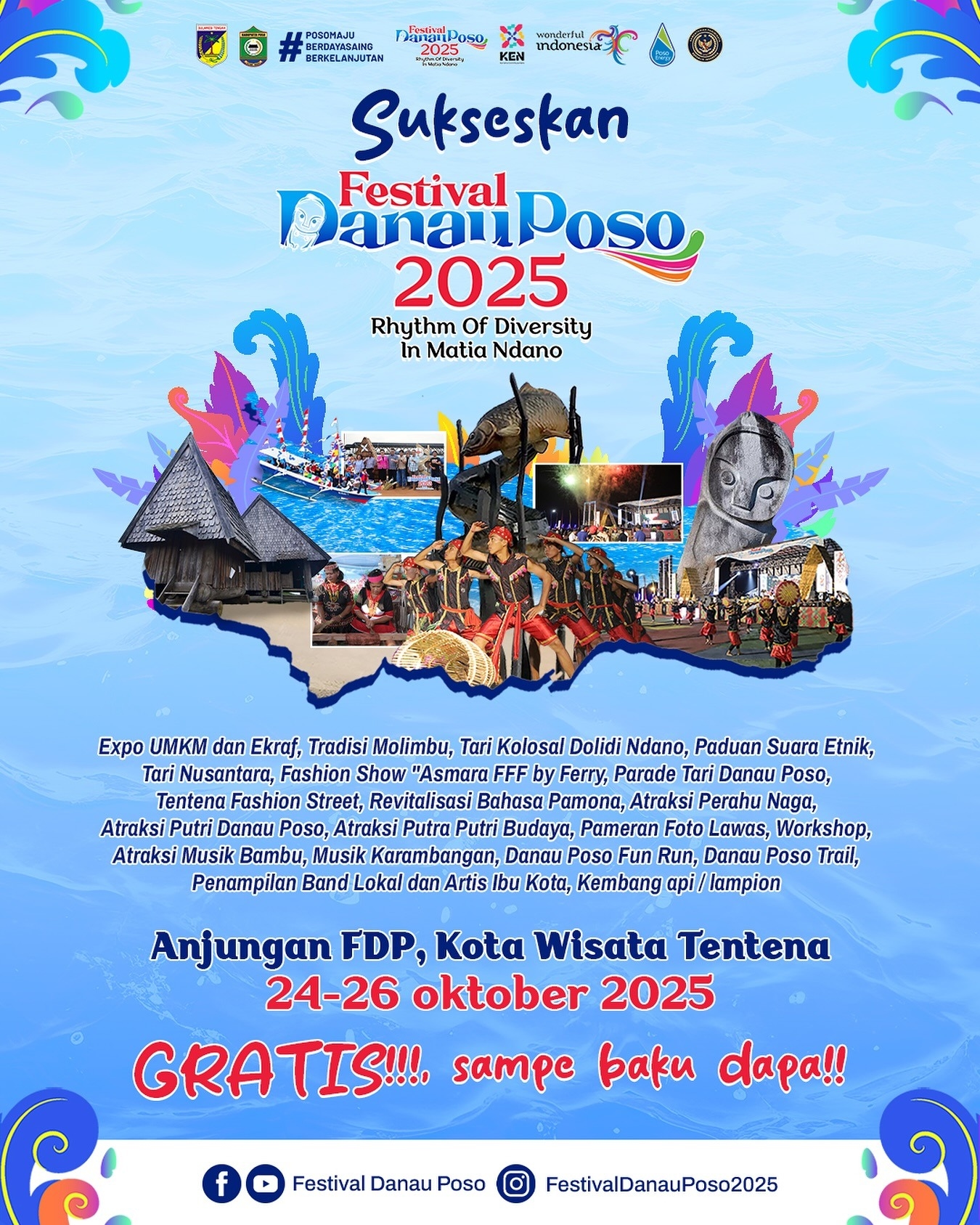 Gratis! Festival Danau Poso 2025 Digelar 24-26 Oktober, Hadirkan Seni Budaya hingga Olahraga Massal, Simak Rangkaian Kegiatannya!