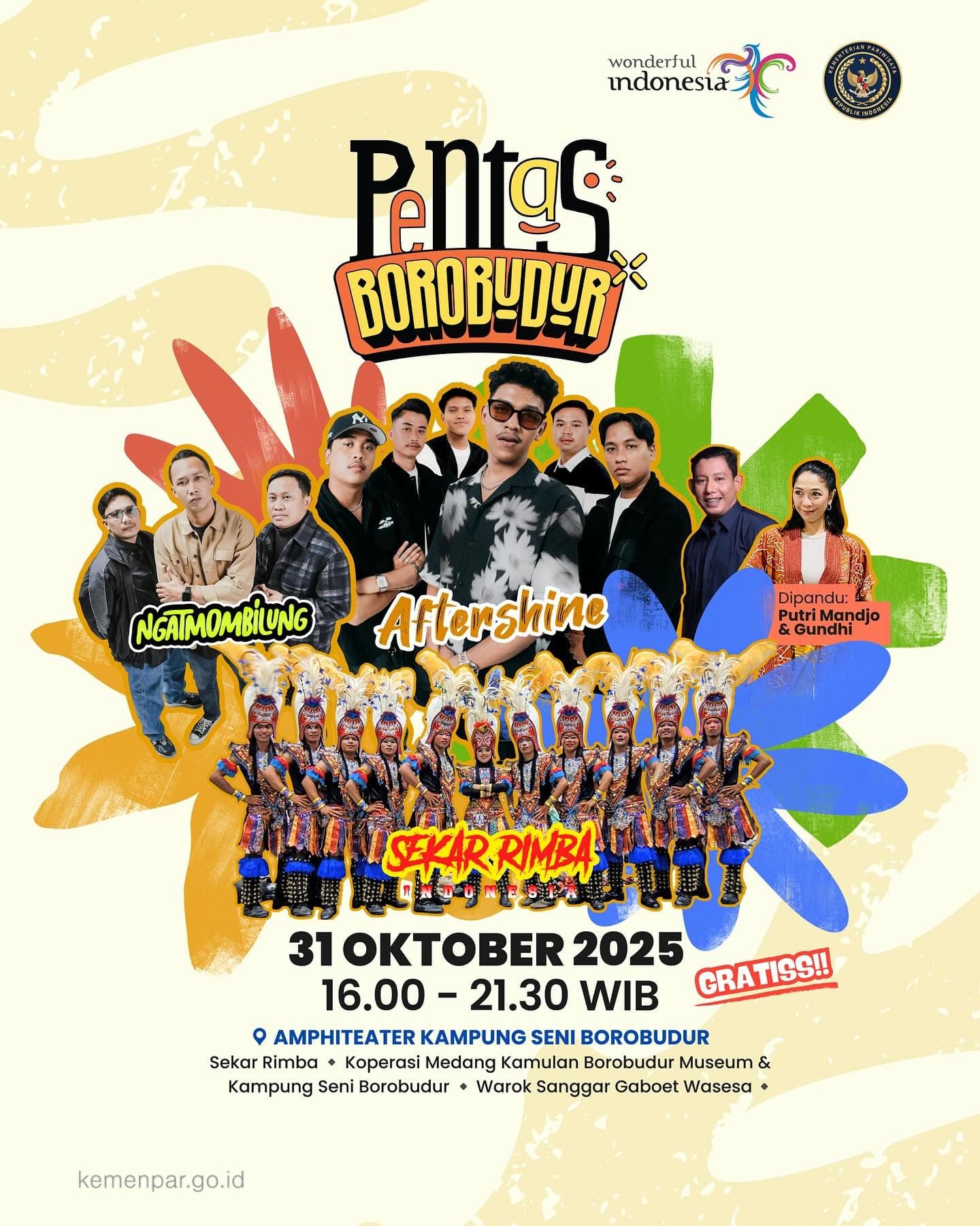 Jangan Lupa! Ngatmombilung, Aftershine, hingga Sekar Rimba Bakal Meriahkan Pentas Borobudur Akhir Pekan Ini, Gratis