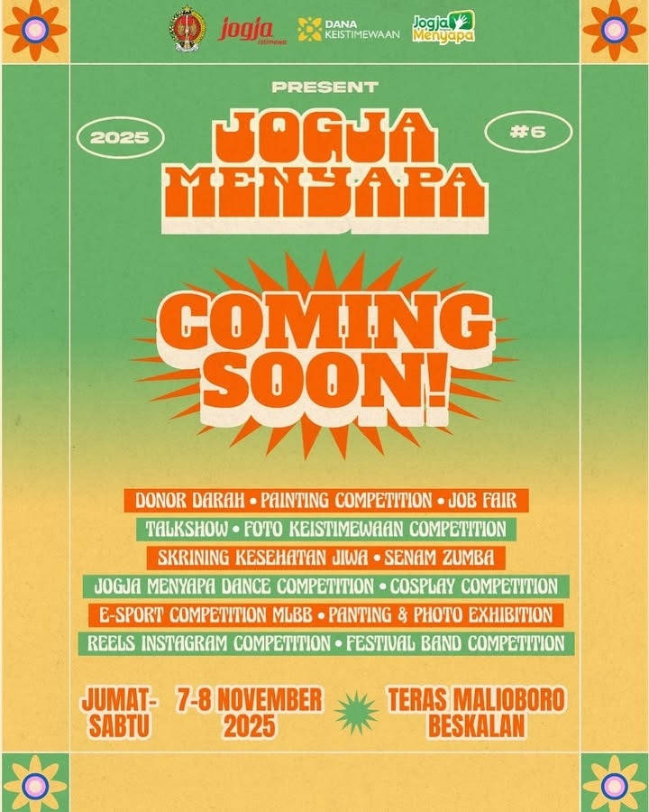 Jogja Menyapa Kembali Hadir di Teras Malioboro Beskalan pada 7-8 November 2025, Berikut Rangkaian Acaranya!