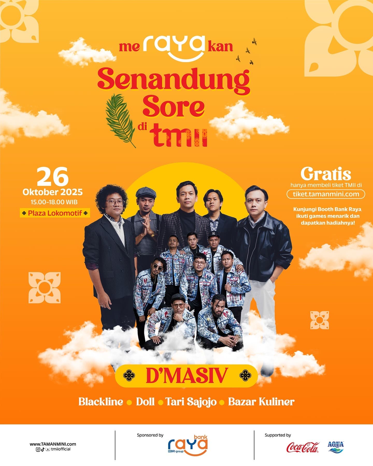 Jangan Lupa! Minggu Sore Ini Ada Konser Band D’Masiv dan Blackline di Plaza Lokomotif TMII, Gratis