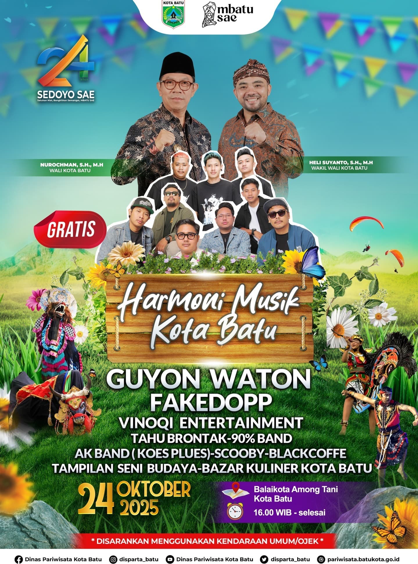 Konser Gratis! Harmoni Musik Kota Batu Bakal Dimeriahkan Guyon Waton hingga Fakedopp, Cek Tanggal, Lokasi dan Rangkaian Acaranya