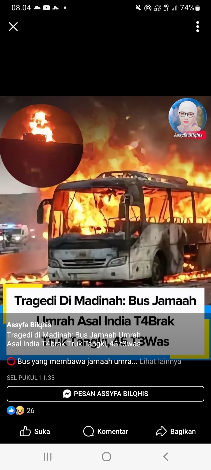 Innalillahi, Bus Jamaah Umrah Kecelakaan Maut, 45 Korban Dilqporkan Tewas