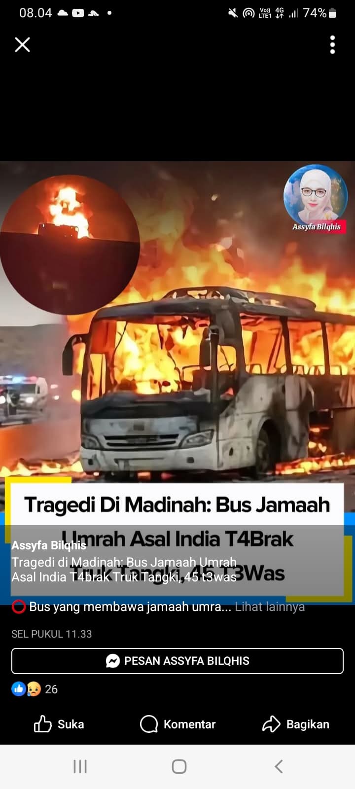 Innalillahi, Bus Jamaah Umrah Kecelakaan Maut, 45 Korban Dilqporkan Tewas