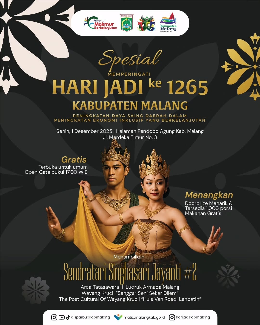 Jangan Lupa! Malam Ini Nonton Pertunjukan Sendratari Singhasari Jayanti di Halaman Pendopo Agung Kabupaten Malang, Gratis