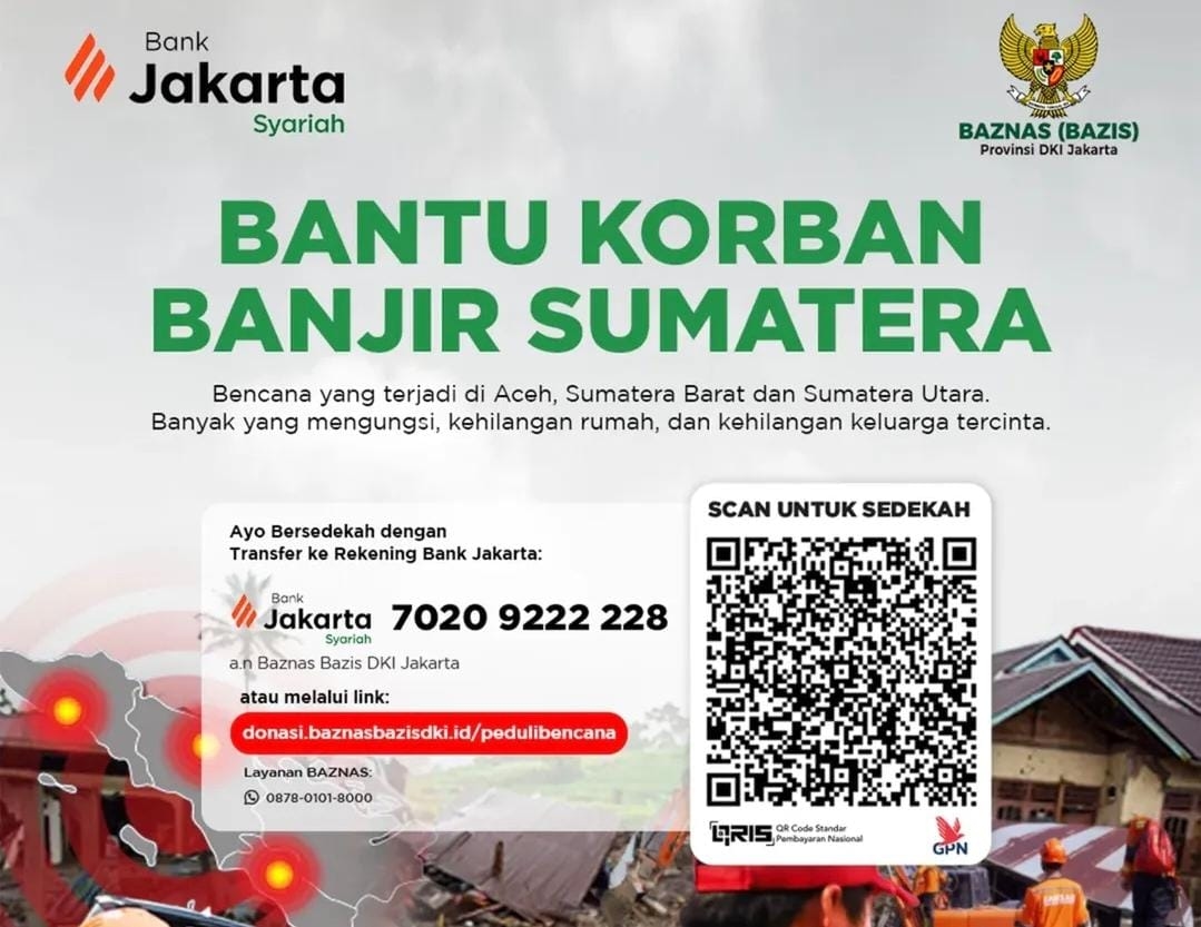 Donasi Jakarta untuk Indonesia di Malam Tahun Baru 2026: Warga Bisa Bantu Korban Bencana Sumatera Lewat QRIS, Di Sini Lokasinya!